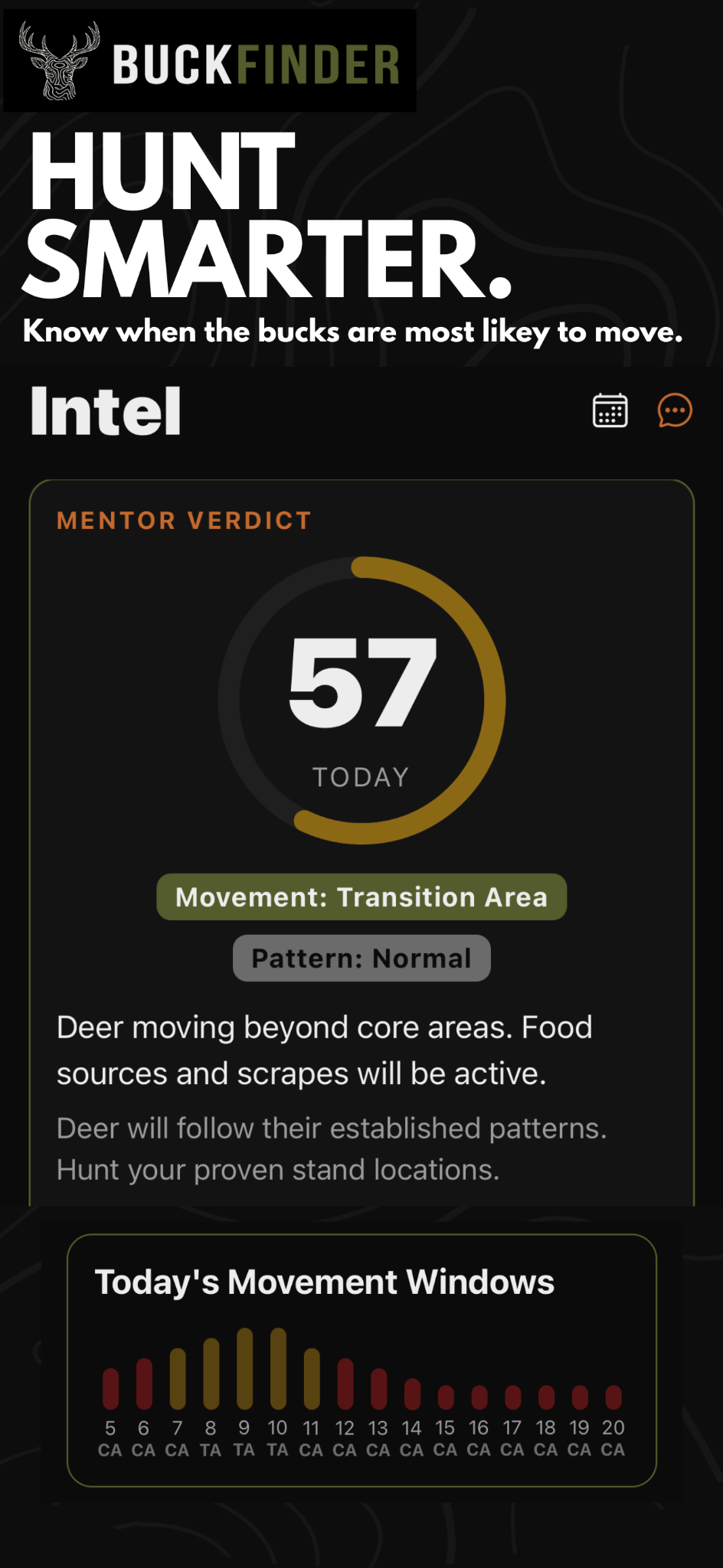 BuckFinder main Intel screen